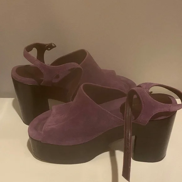 Dries Van Noten Purple Suede Platform Heels
